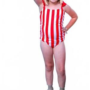 NEW JESS LEA set sail striped swimsuit in red